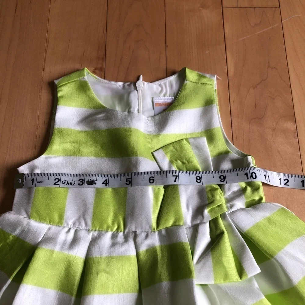 Gymboree sleeveless lime green & white striped spring Easter fancy dress size 2T
